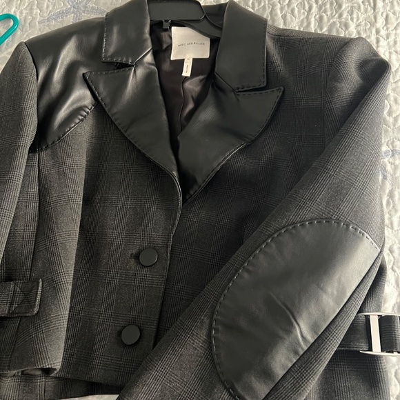 Avec Les Filles Women's Faux-Leather-Trim Cropped Jacket, BLACK, SIZE 14 NWT - Picture 6 of 15